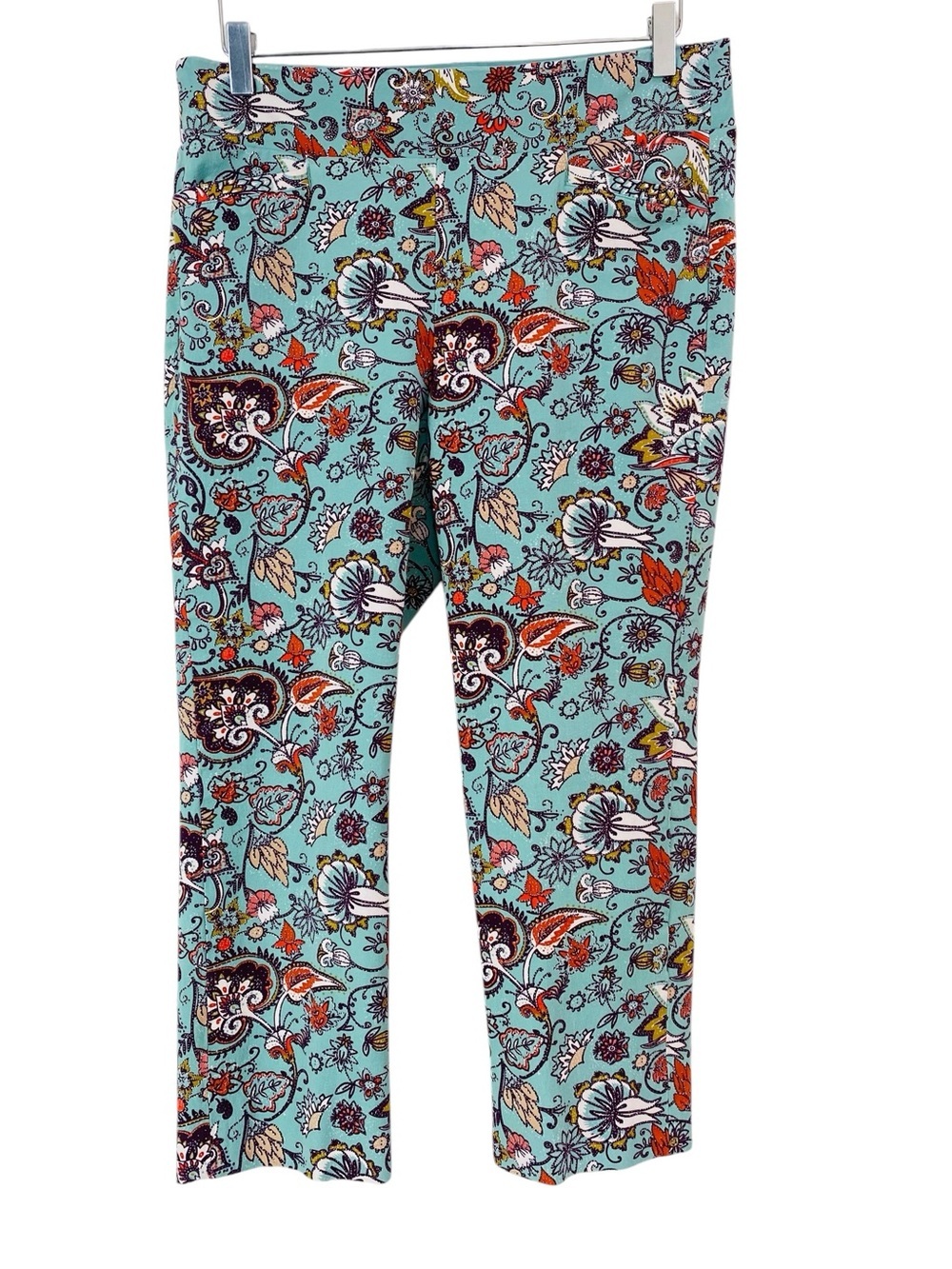 Soft Surroundings Green Floral Stretch Pull On Ankle Pants Size M